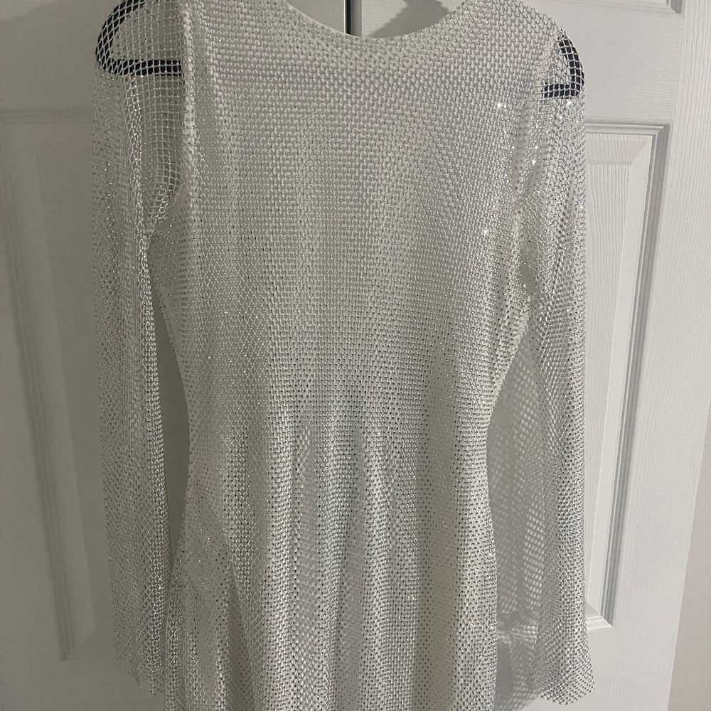 Rhinestone Mesh mini dress